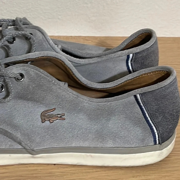 Lacoste Mens Gray Suede Lace Up Dress Sneakers Size 13 - Picture 14 of 16